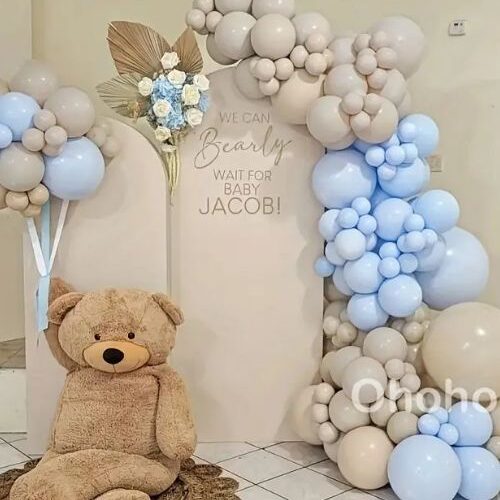 تصميم Standin Curve الفخم - مع عبارة ودبدوب ونصف قوس بالونات! 🎀